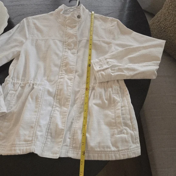 J.Crew white Utility jacket Cinch Drawstring PM Coastal Preppy Spring Summer EUC - Picture 8 of 15